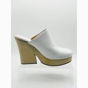 RACHEL COMEY TOMAN CLOG - WHITE Embossed leather mules size 6